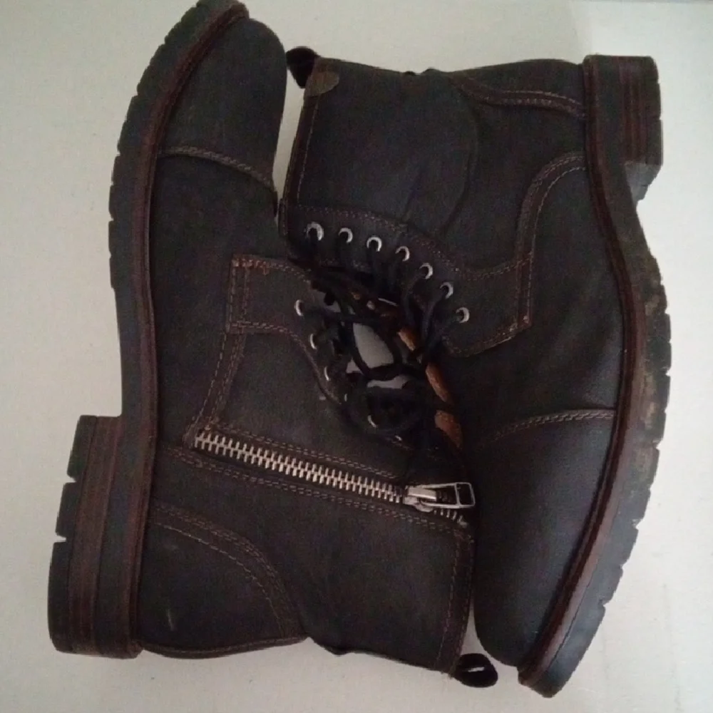 Dockers Black Combat Boots Lace-up Mid-ankle